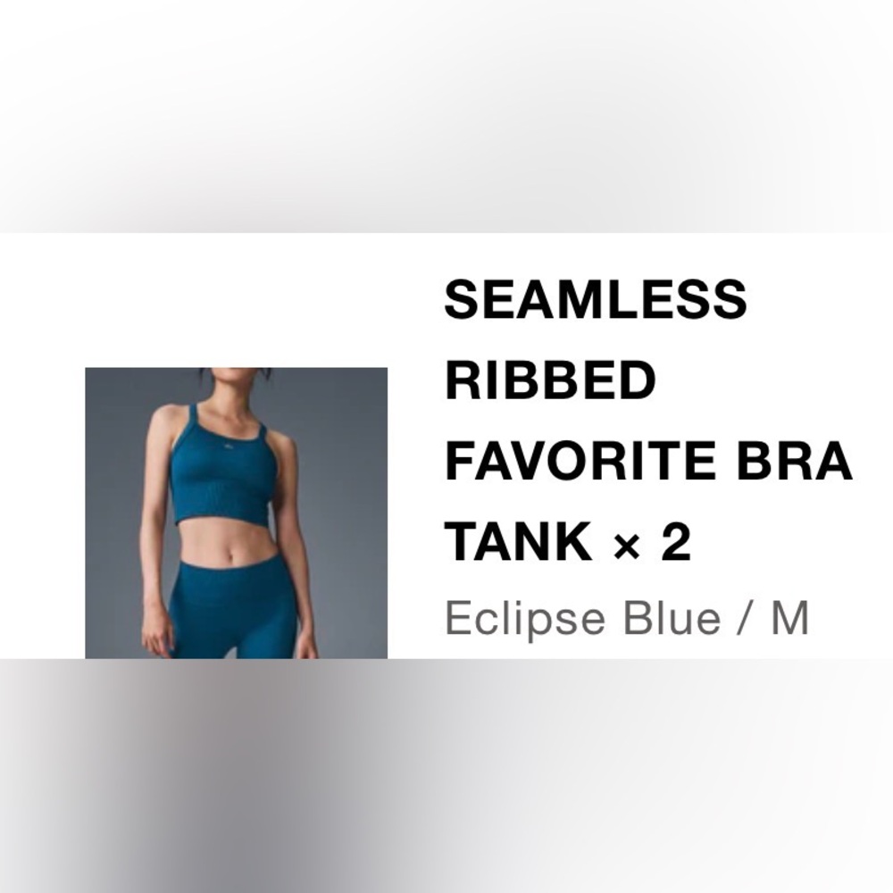 ALO Yoga Ribbed Sports Bra in DISCONTINUED Eclipse Blue